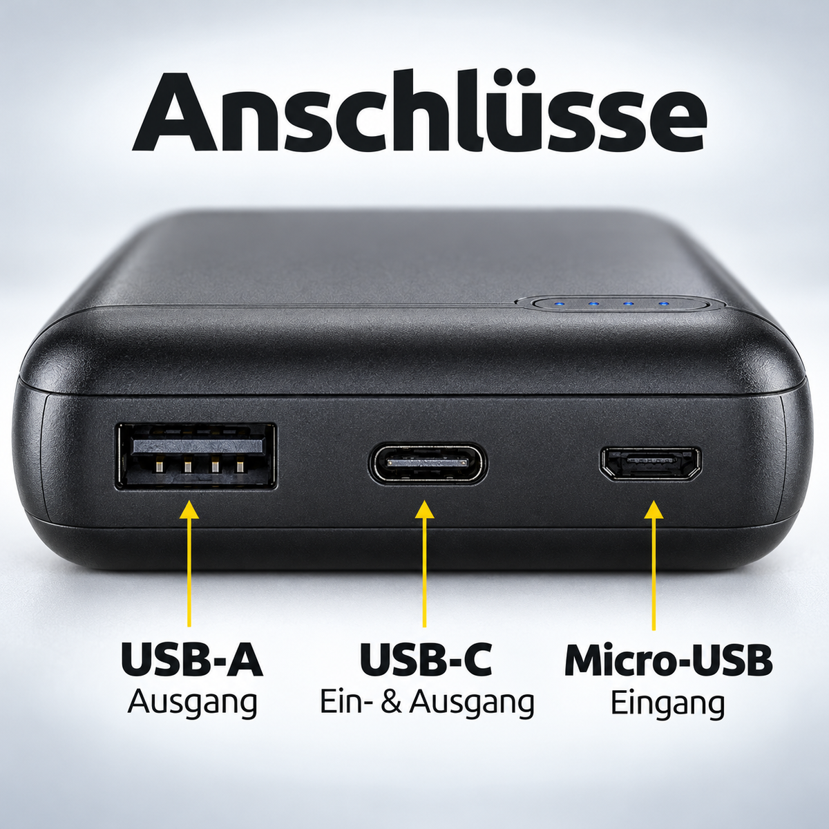 Intenso Powerbank 10.000 mAh 3 Anschlüsse USB-A USB-C microUSB