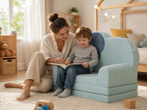 2-in-1 Elefanten Kindersessel mit Liegefunktion – Klappbarer Kindersessel & Kinderliege Matratze
