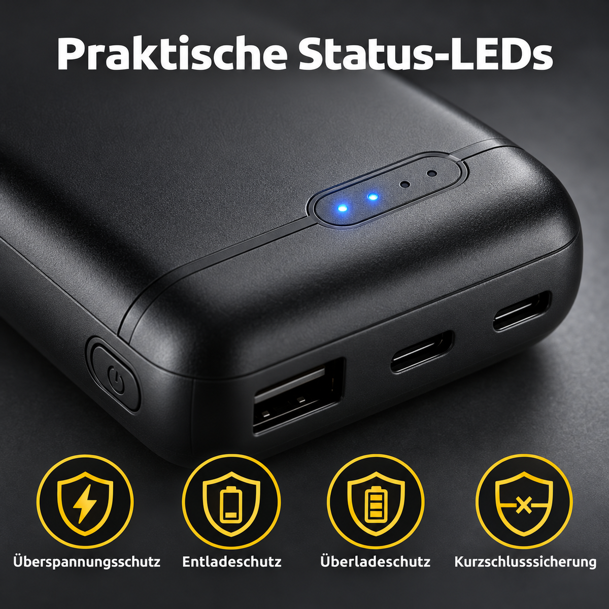 Intenso Powerbank 10.000 mAh 3 Anschlüsse USB-A USB-C microUSB