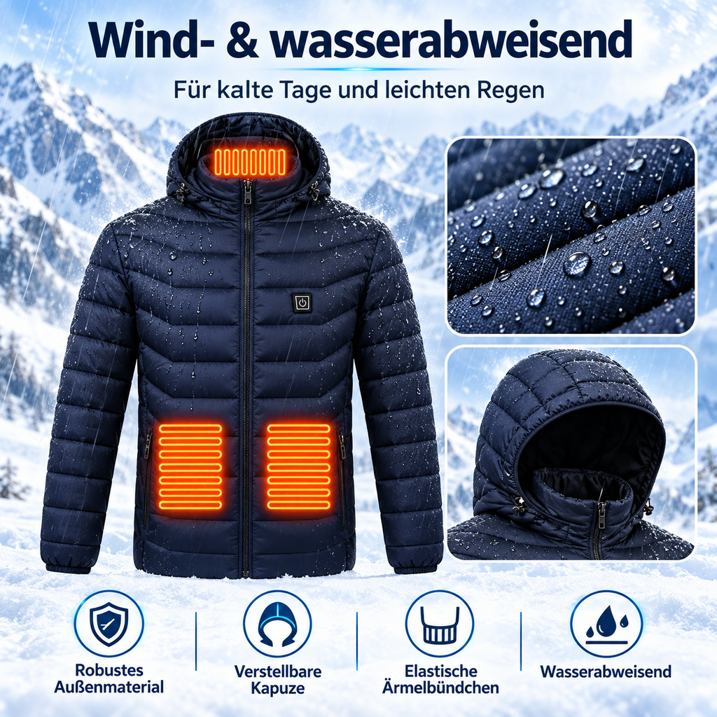 SmartHeat Beheizbare Jacke Thermojacke mit abnehmbarer Kapuze | 8 oder 19 Heizzonen