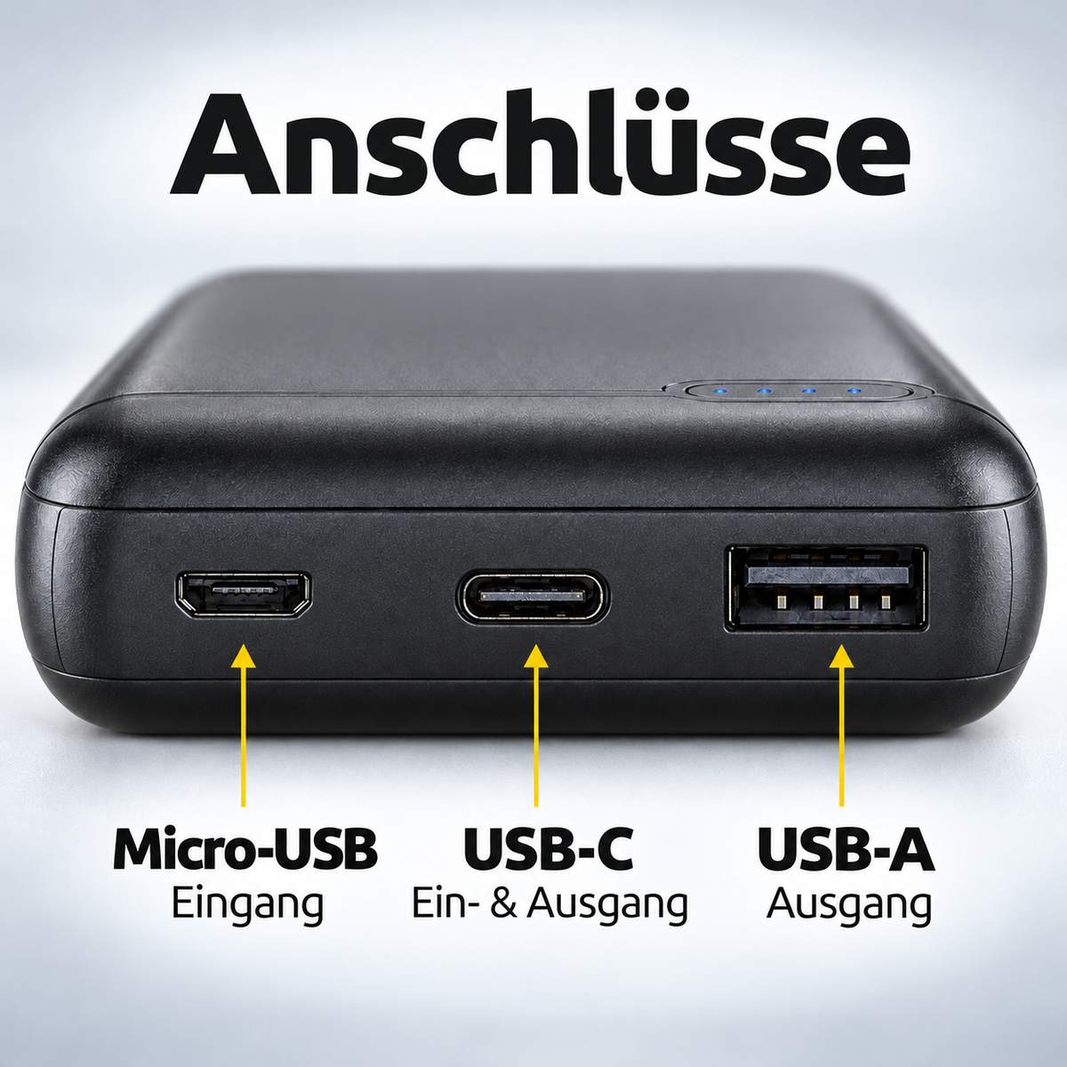 Intenso Powerbank 10.000 mAh 3 Anschlüsse USB-A USB-C microUSB