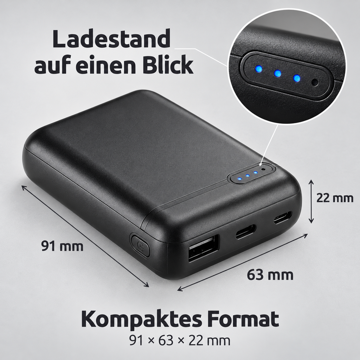 Intenso Powerbank 10.000 mAh 3 Anschlüsse USB-A USB-C microUSB