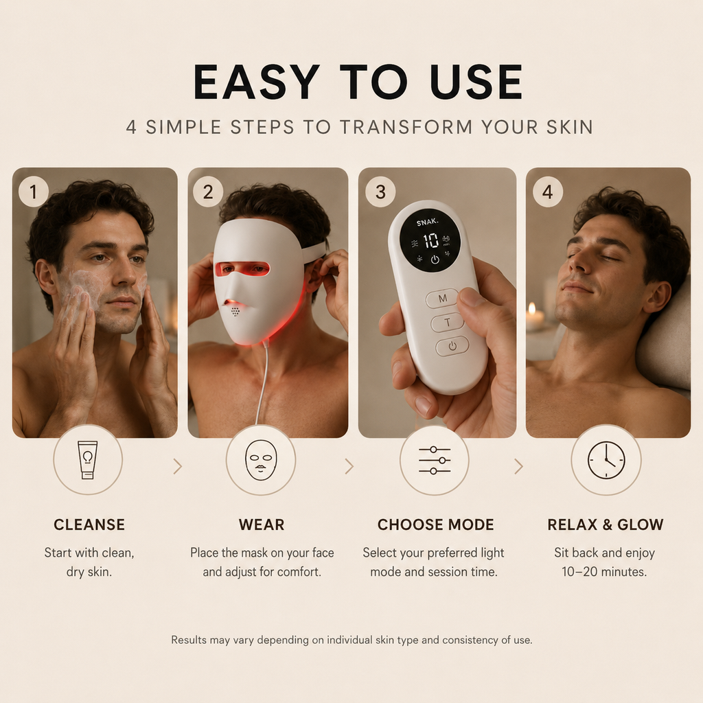 LYNOR™ Salon-Technologie. Für dein Zuhause, 328 LEDs, 850nm, 4 Lichtmodi, flexible Passform – in nur 10 Minuten täglich. Anti-Aging