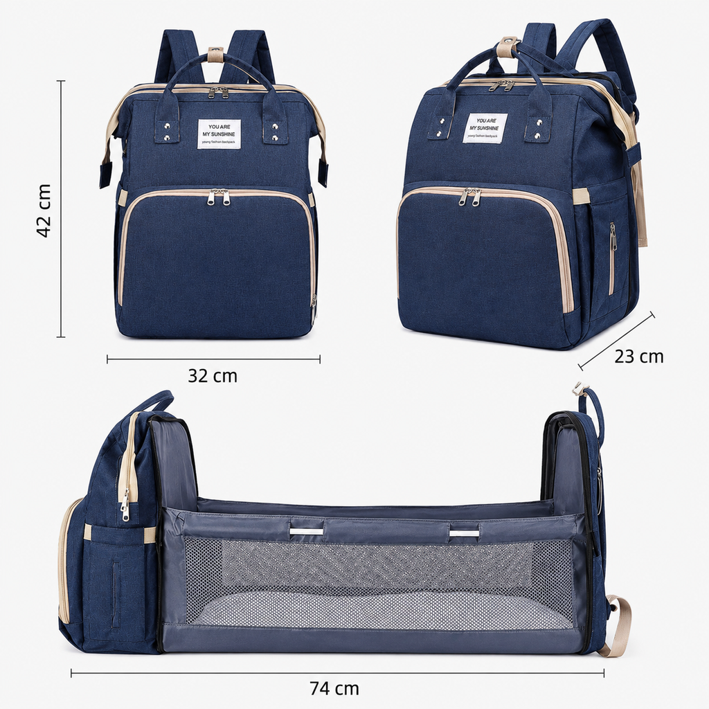 Modische multifunktionale Wickeltasche; tragbare faltbare Mama-Tasche; Rucksack mit großer Kapazität und geringem Gewicht für Mutter & Baby mit faltbarer Stubenwagen