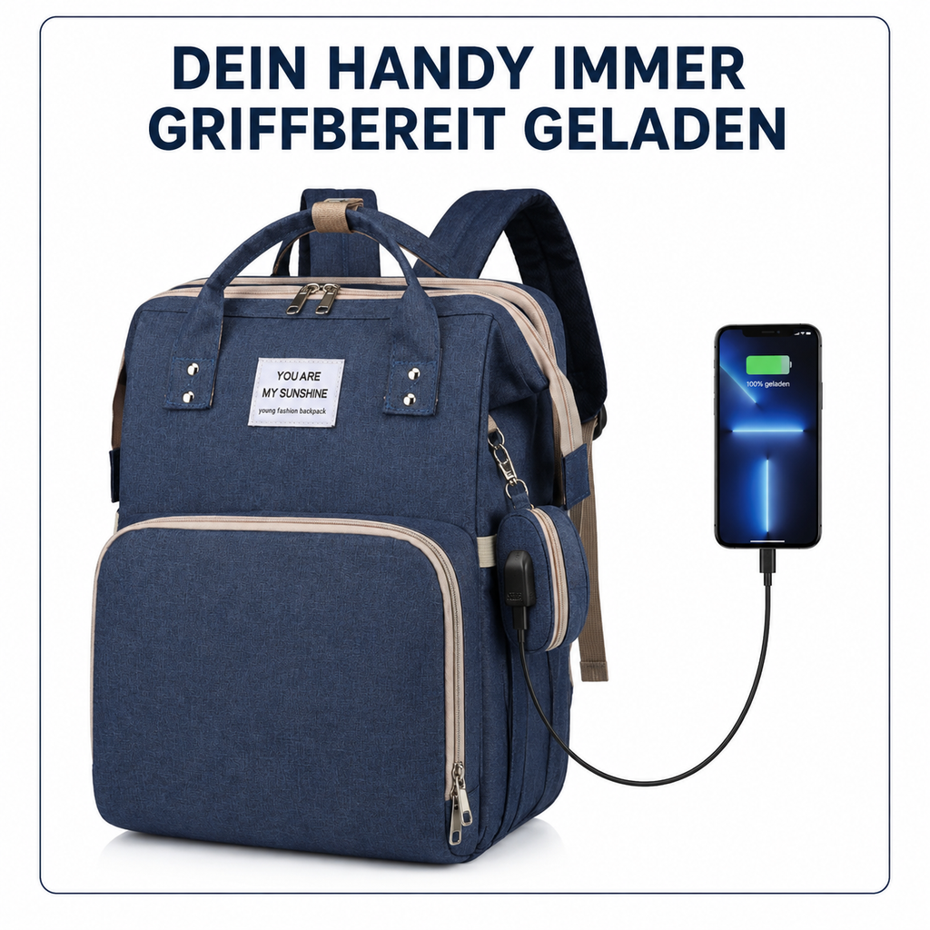 Modische multifunktionale Wickeltasche; tragbare faltbare Mama-Tasche; Rucksack mit großer Kapazität und geringem Gewicht für Mutter & Baby mit faltbarer Stubenwagen