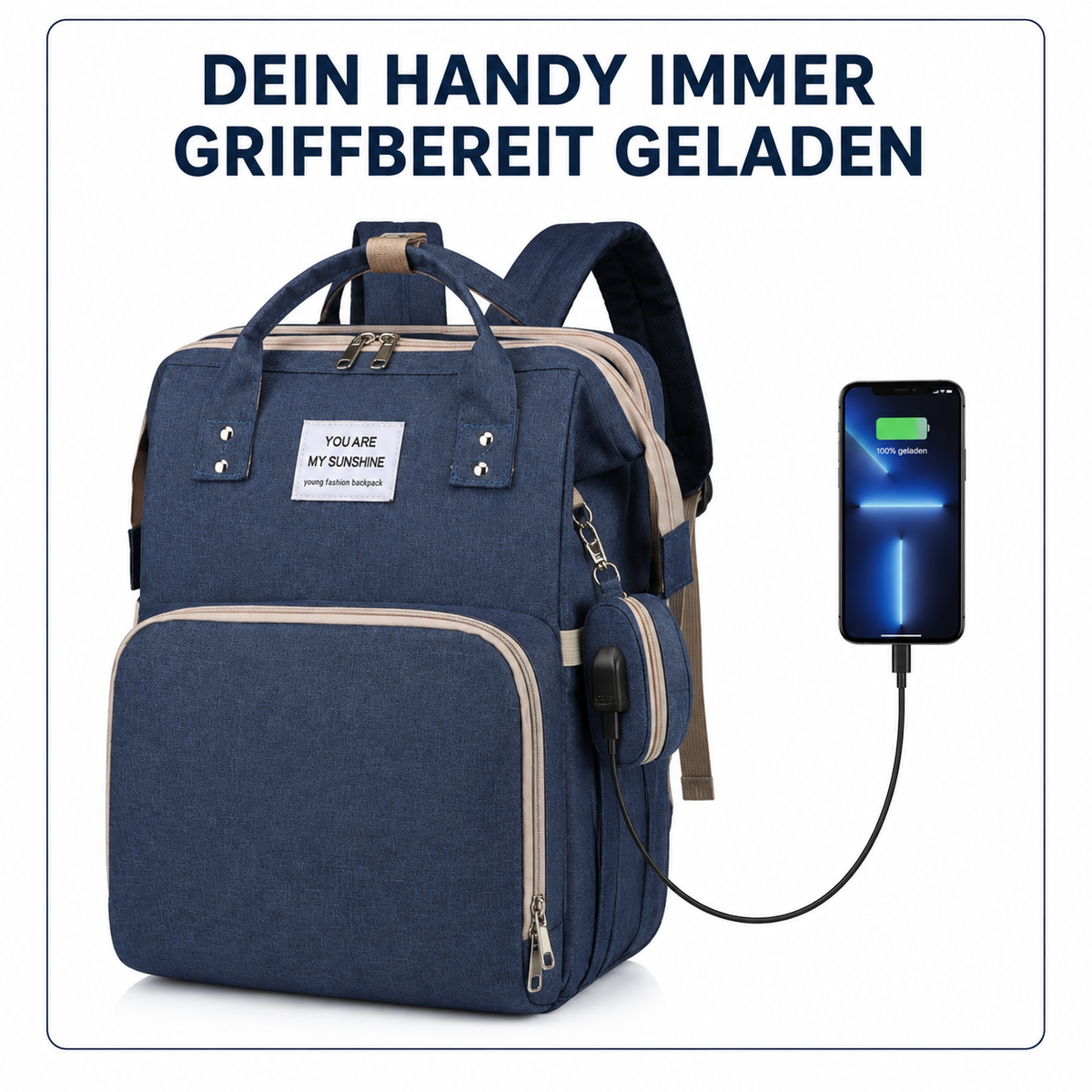 Modische multifunktionale Wickeltasche; tragbare faltbare Mama-Tasche; Rucksack mit großer Kapazität und geringem Gewicht für Mutter & Baby mit faltbarer Stubenwagen