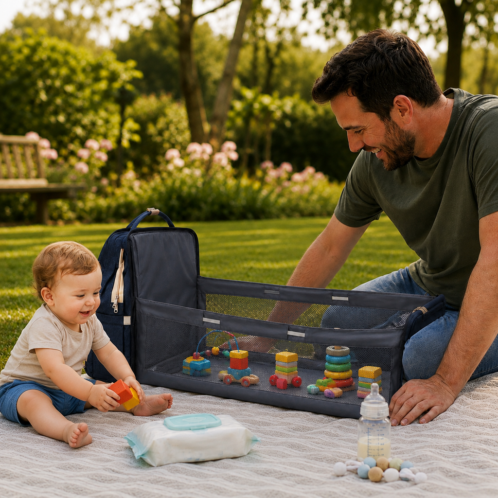 Modische multifunktionale Wickeltasche; tragbare faltbare Mama-Tasche; Rucksack mit großer Kapazität und geringem Gewicht für Mutter & Baby mit faltbarer Stubenwagen